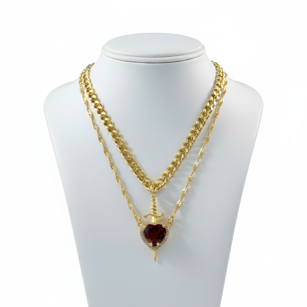 Aurelia Heart & Sword Necklace