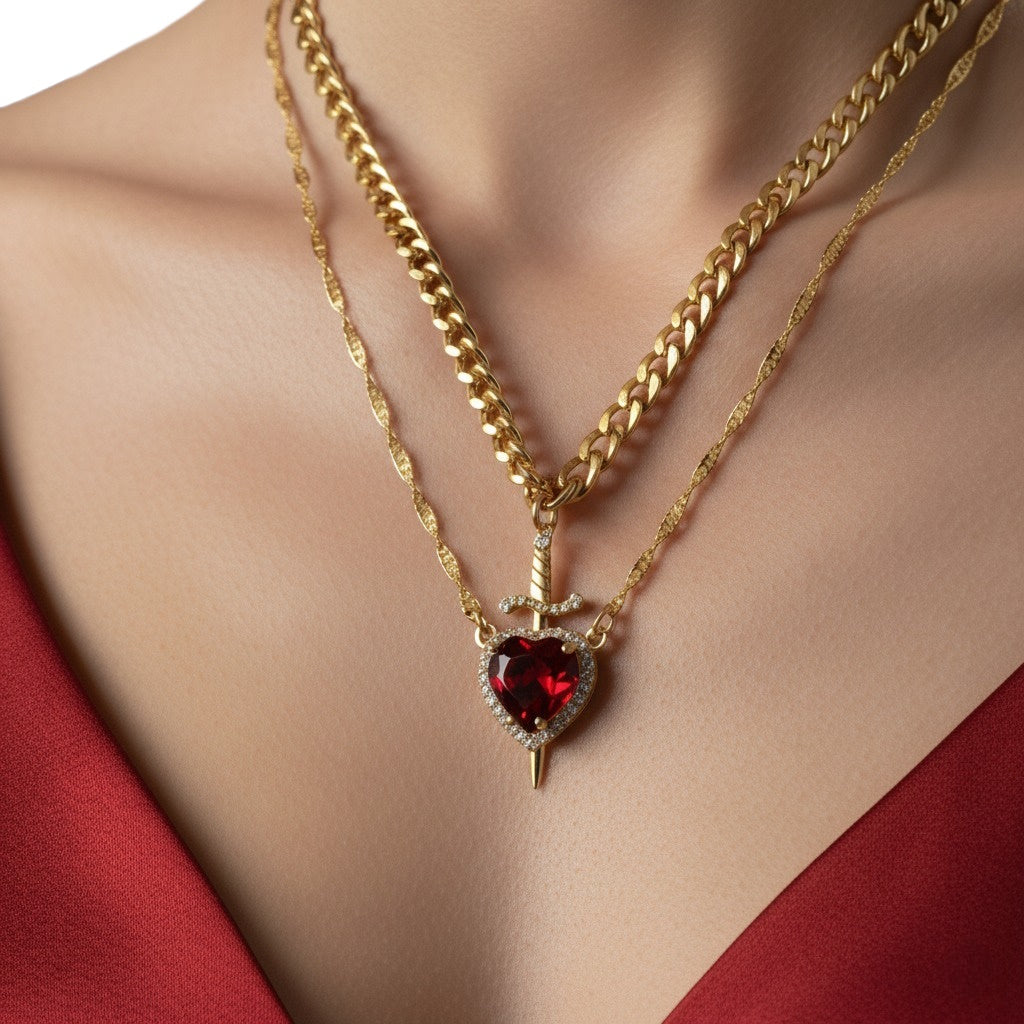 Aurelia Heart & Sword Necklace